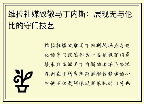 维拉社媒致敬马丁内斯：展现无与伦比的守门技艺